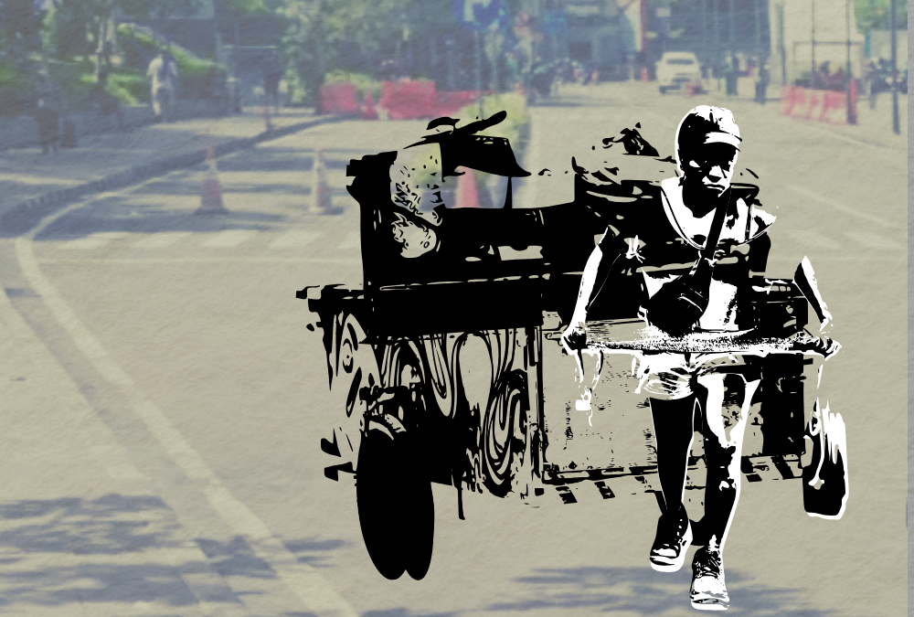 Carregando a limpeza das cidades nas costas